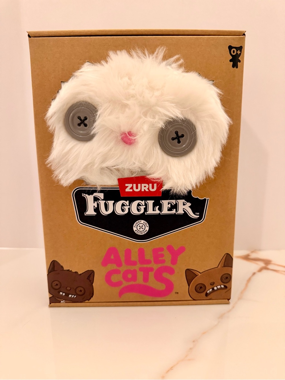 ZURU Fuggler Alley Cats Cheezee Prickly Pete White Plush Stuffed Animal